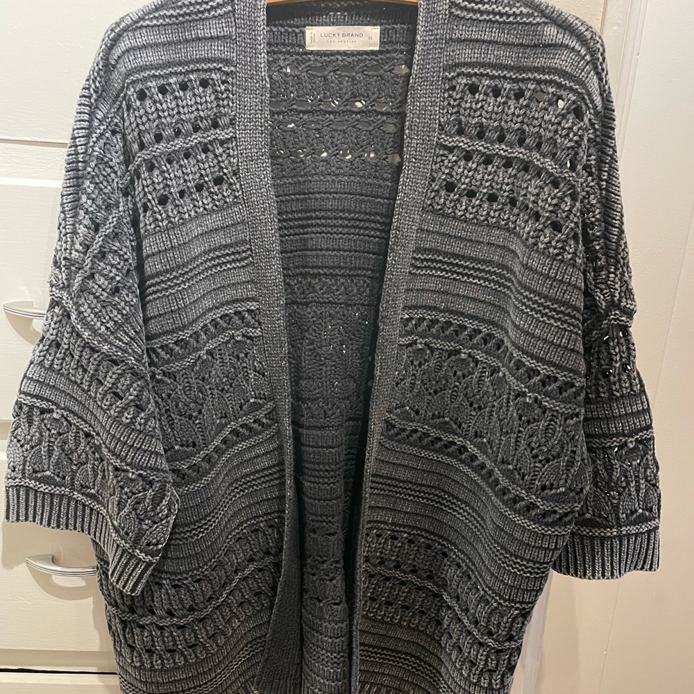 Lucky Brand Women's Charcoal Open-Front Cardigan